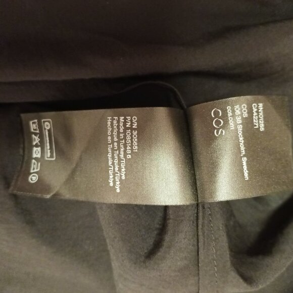 COS RACER-NECK SLEEVELESS SIDE-SEAM POCKETS MIDI BLACK MODAL-BLEND DRESS US 6 - Picture 9 of 14